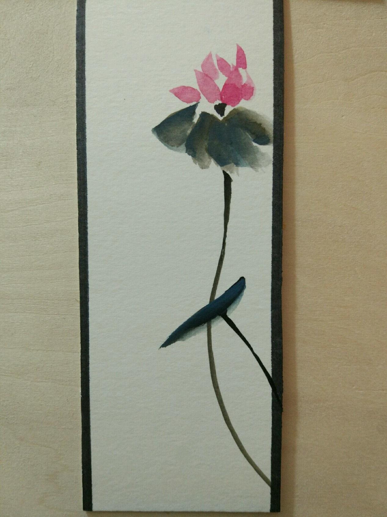 一款自制淡雅的荷花书签,小伙伴们一起来学习一下吧!