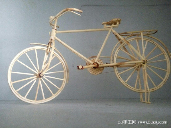 竹签制作仿古单车 自行车模型diy教程