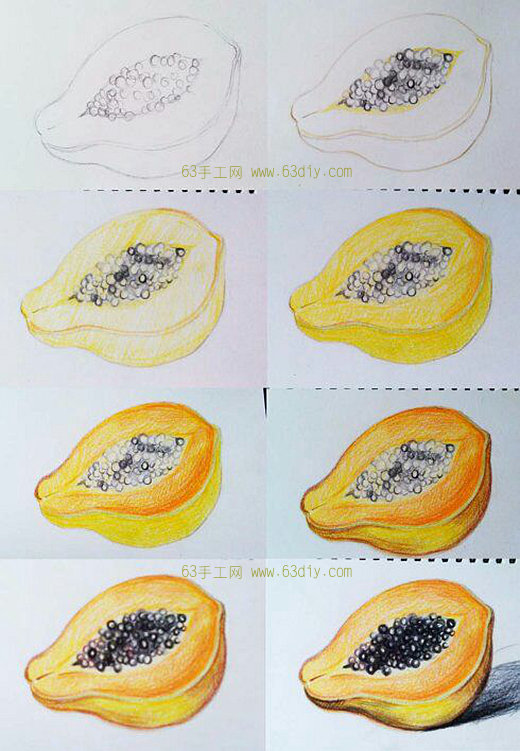 几个简单的彩铅水果手绘教程