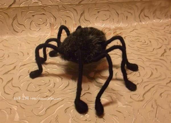 毛茸茸的蜘蛛手工玩偶创意小制作