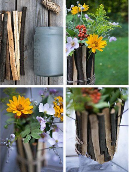 用干树枝diy美丽的田园风创意花瓶