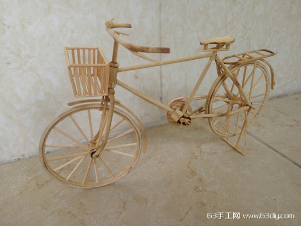 竹签制作仿古单车 自行车模型diy教程