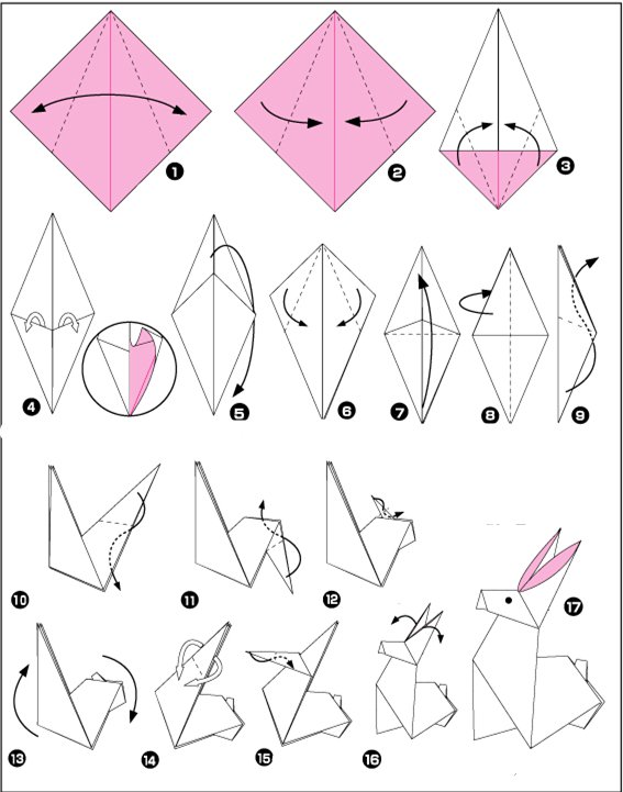 可以站立起来的长耳朵兔子折纸图解